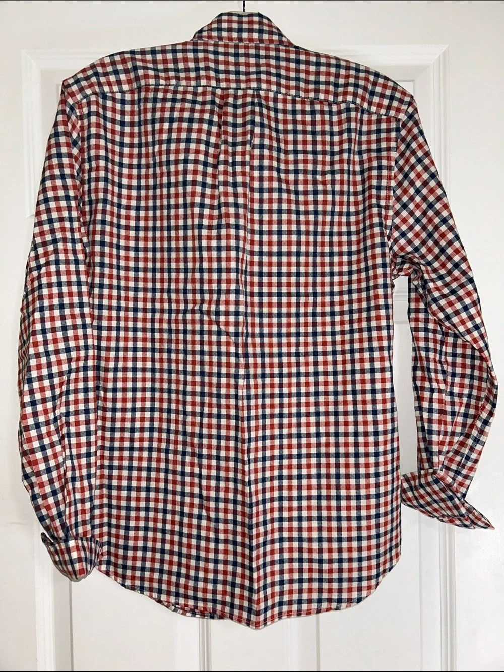 J. Crew Men's Red, Navy & White Check Button-Down Shirt